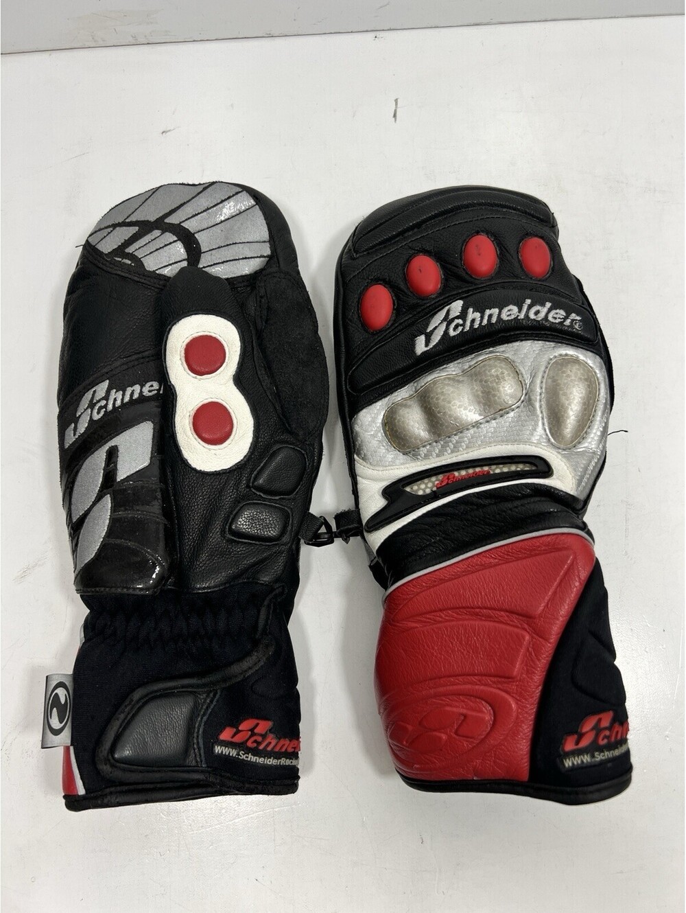 Schneider Leather Moto Race Gloves Red Black Sz 10.5 Glove Mitten